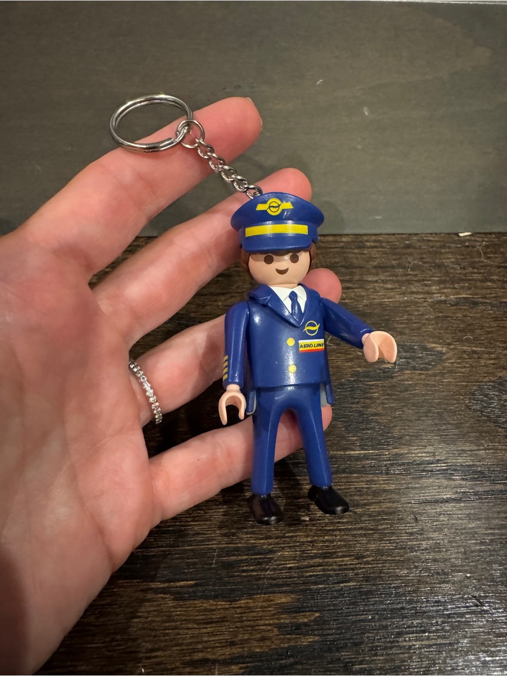 Playmobil Blue Pilot Figure Keychain Toy
